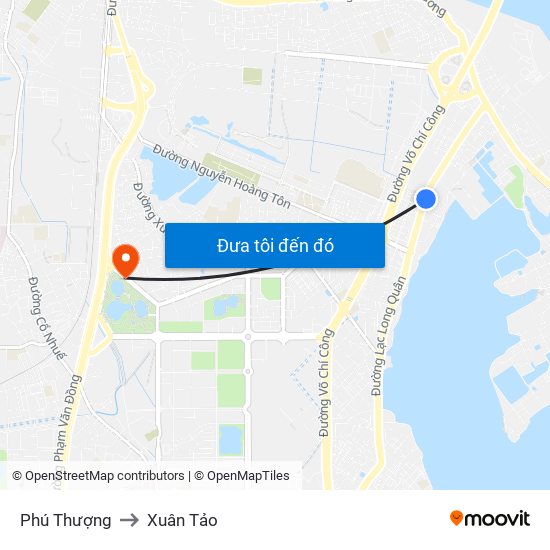 Phú Thượng to Xuân Tảo map