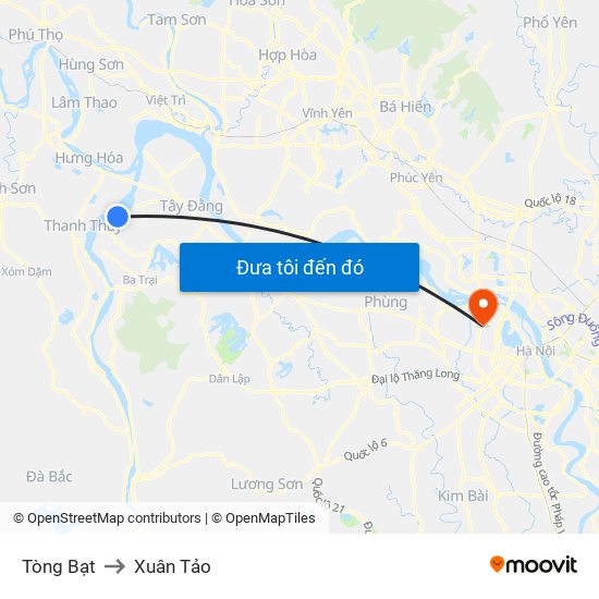 Tòng Bạt to Xuân Tảo map