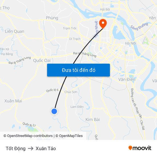 Tốt Động to Xuân Tảo map