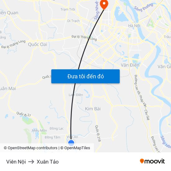 Viên Nội to Xuân Tảo map