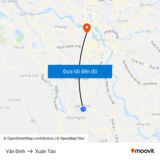 Vân Đình to Xuân Tảo map