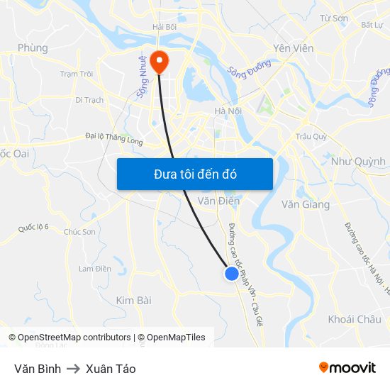 Văn Bình to Xuân Tảo map