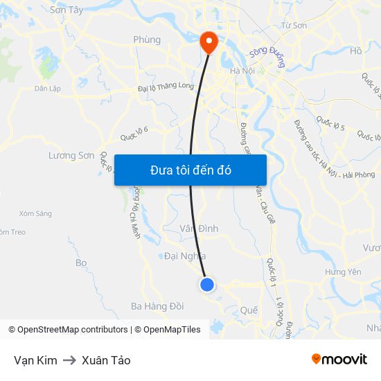 Vạn Kim to Xuân Tảo map