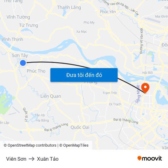 Viên Sơn to Xuân Tảo map