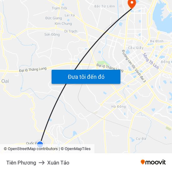 Tiên Phương to Xuân Tảo map
