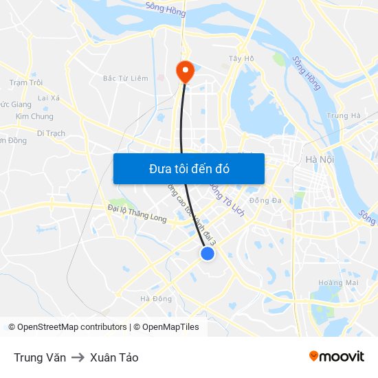 Trung Văn to Xuân Tảo map
