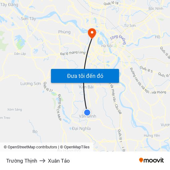 Trường Thịnh to Xuân Tảo map