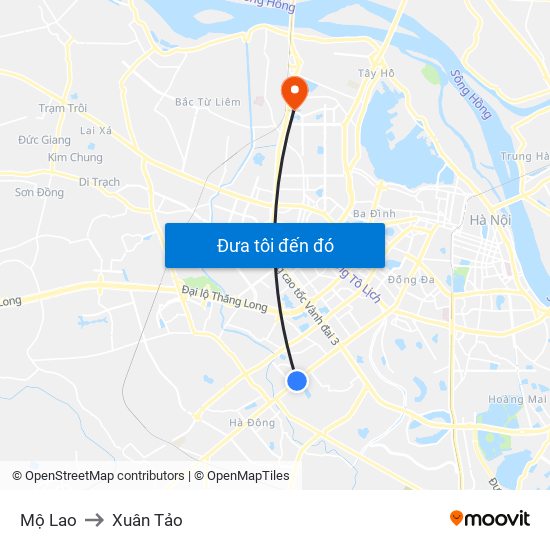Mộ Lao to Xuân Tảo map