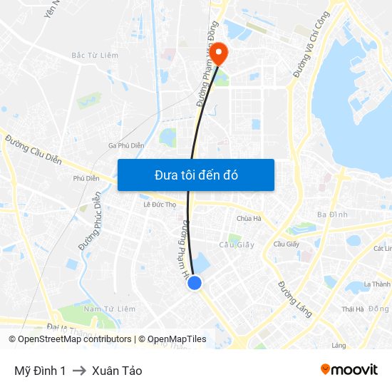 Mỹ Đình 1 to Xuân Tảo map