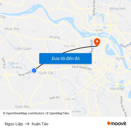 Ngọc Liệp to Xuân Tảo map