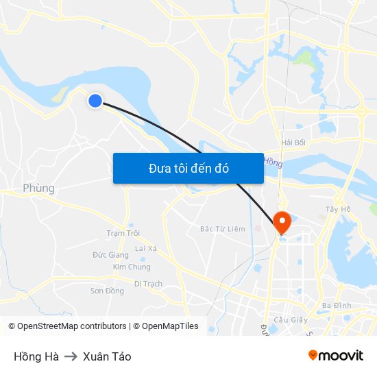 Hồng Hà to Xuân Tảo map