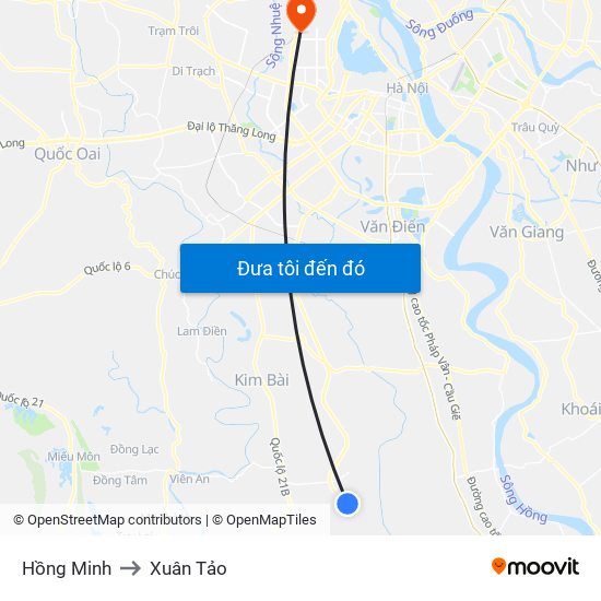 Hồng Minh to Xuân Tảo map