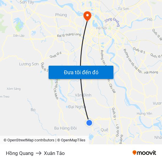 Hồng Quang to Xuân Tảo map