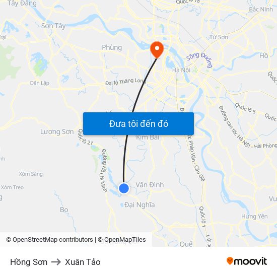 Hồng Sơn to Xuân Tảo map