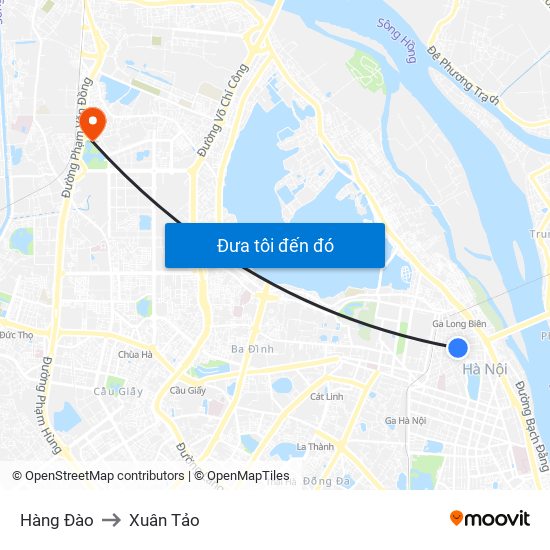 Hàng Đào to Xuân Tảo map