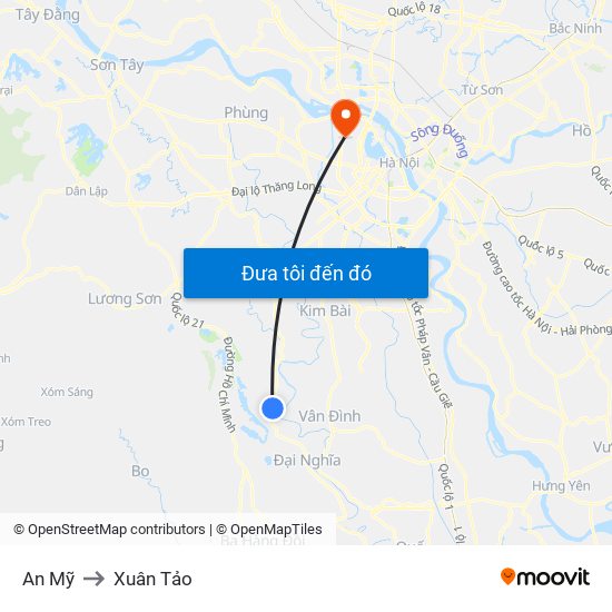 An Mỹ to Xuân Tảo map