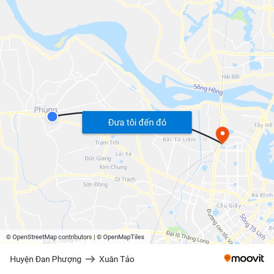 Huyện Đan Phượng to Xuân Tảo map