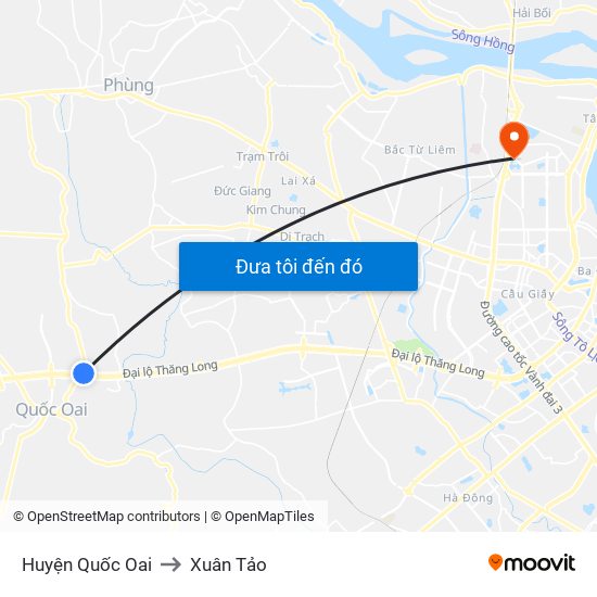 Huyện Quốc Oai to Xuân Tảo map