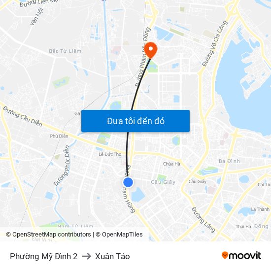 Phường Mỹ Đình 2 to Xuân Tảo map