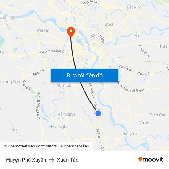 Huyện Phú Xuyên to Xuân Tảo map