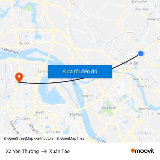 Xã Yên Thường to Xuân Tảo map