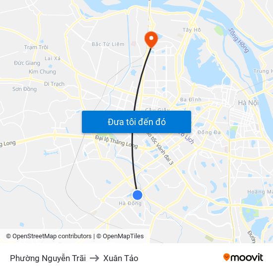 Phường Nguyễn Trãi to Xuân Tảo map