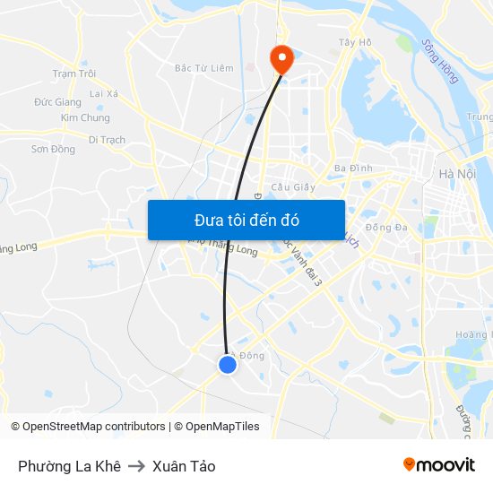 Phường La Khê to Xuân Tảo map