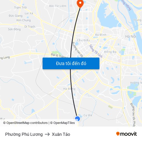 Phường Phú Lương to Xuân Tảo map