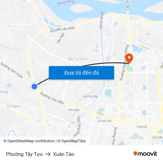 Phường Tây Tựu to Xuân Tảo map