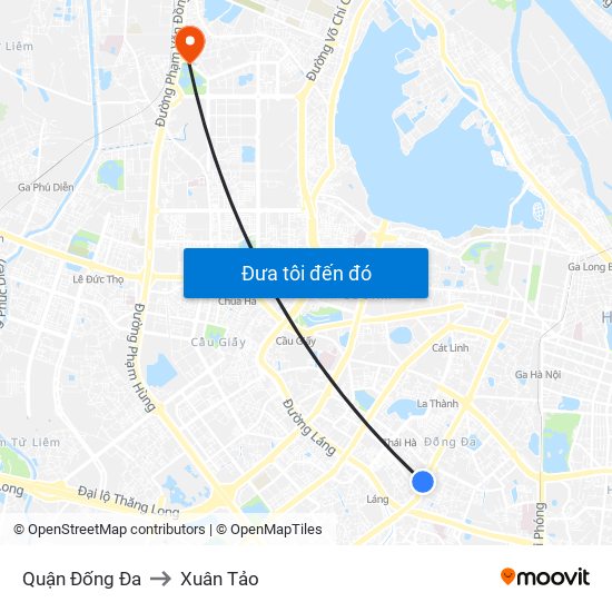 Quận Đống Đa to Xuân Tảo map