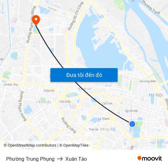 Phường Trung Phụng to Xuân Tảo map