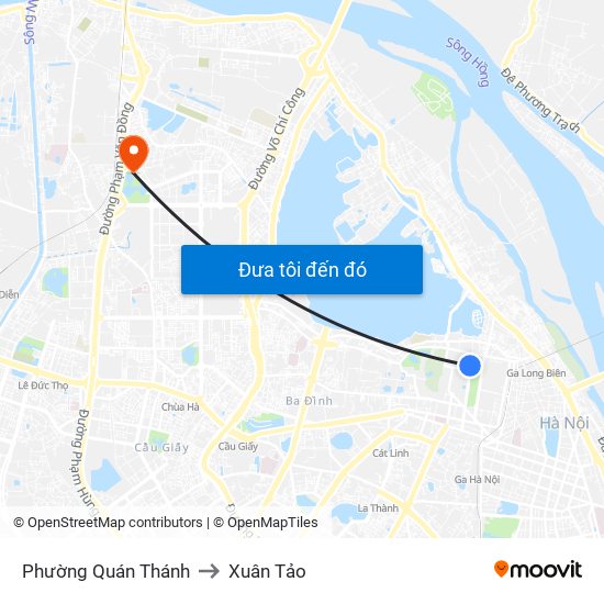 Phường Quán Thánh to Xuân Tảo map