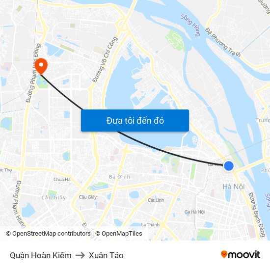 Quận Hoàn Kiếm to Xuân Tảo map