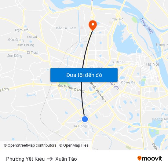 Phường Yết Kiêu to Xuân Tảo map