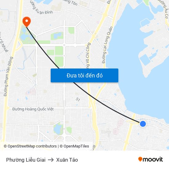 Phường Liễu Giai to Xuân Tảo map