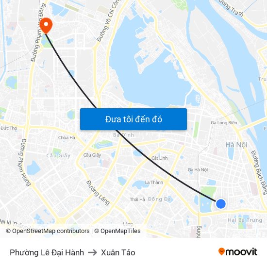 Phường Lê Đại Hành to Xuân Tảo map