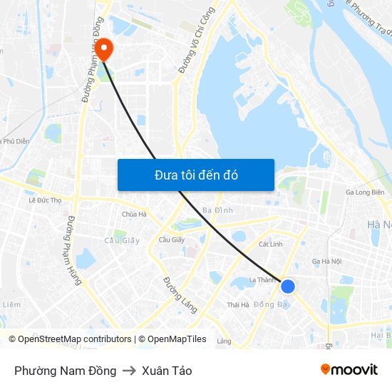 Phường Nam Đồng to Xuân Tảo map