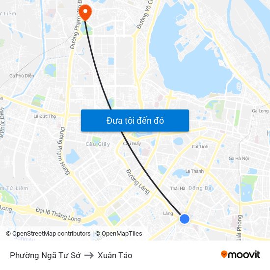 Phường Ngã Tư Sở to Xuân Tảo map