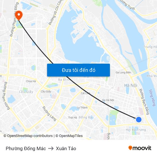 Phường Đống Mác to Xuân Tảo map