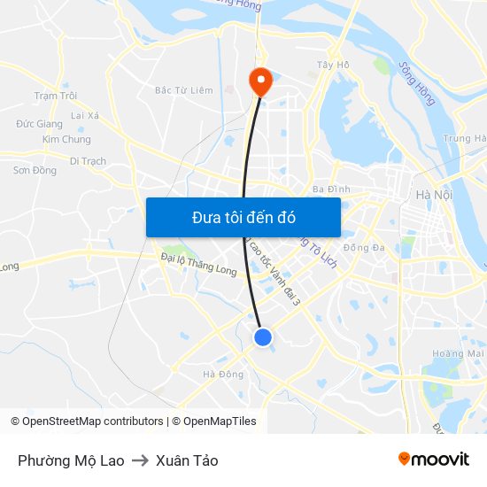 Phường Mộ Lao to Xuân Tảo map