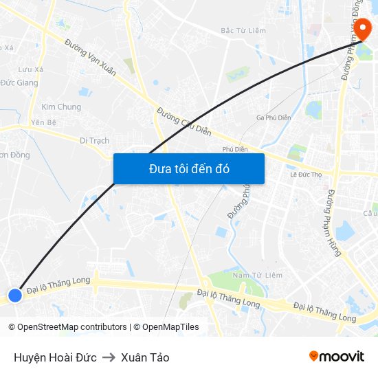 Huyện Hoài Đức to Xuân Tảo map