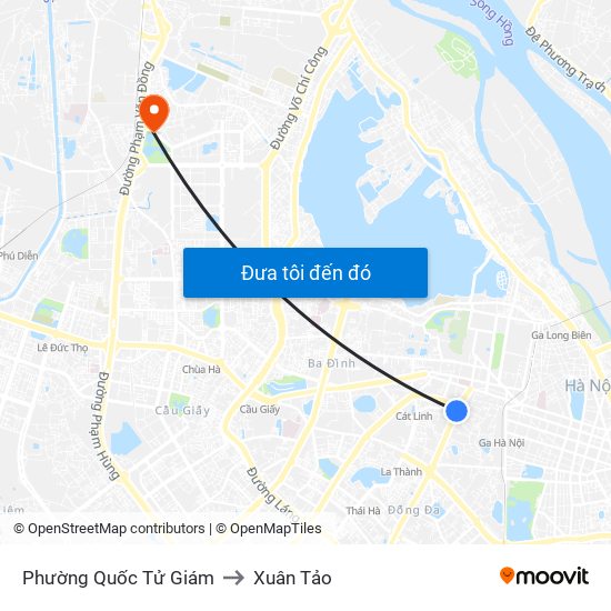 Phường Quốc Tử Giám to Xuân Tảo map