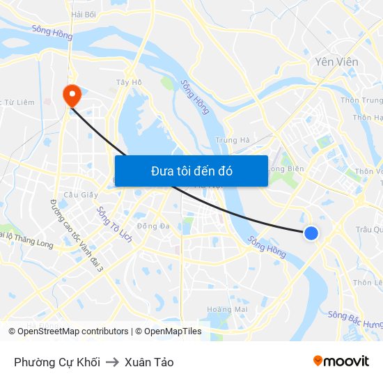 Phường Cự Khối to Xuân Tảo map