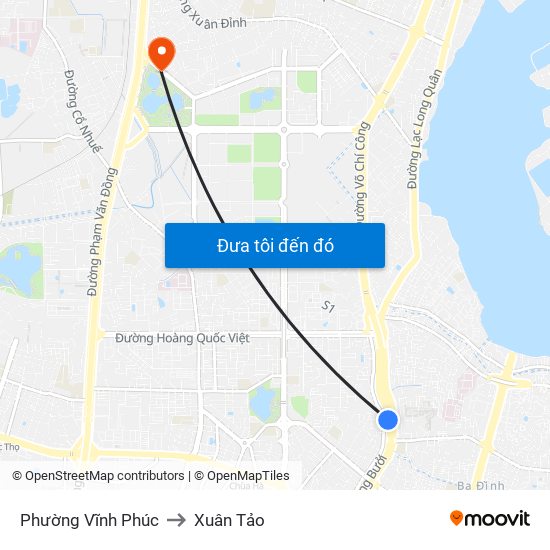 Phường Vĩnh Phúc to Xuân Tảo map