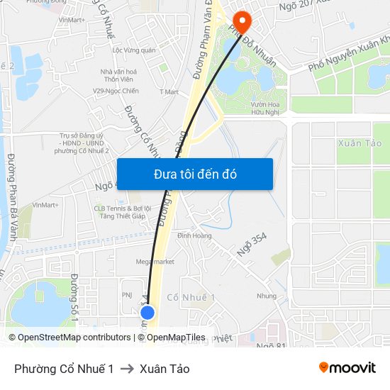 Phường Cổ Nhuế 1 to Xuân Tảo map