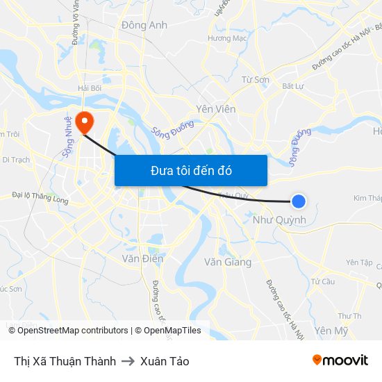 Thị Xã Thuận Thành to Xuân Tảo map
