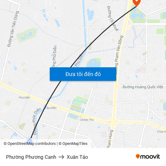 Phường Phương Canh to Xuân Tảo map