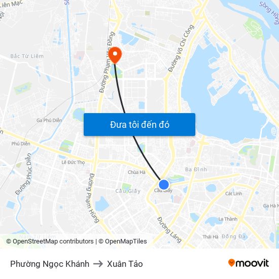 Phường Ngọc Khánh to Xuân Tảo map