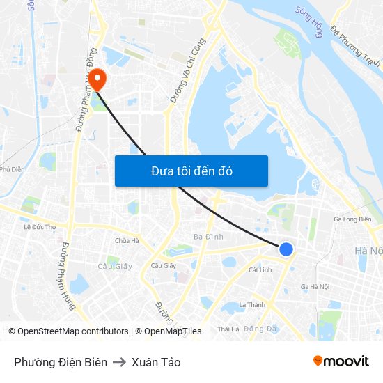 Phường Điện Biên to Xuân Tảo map