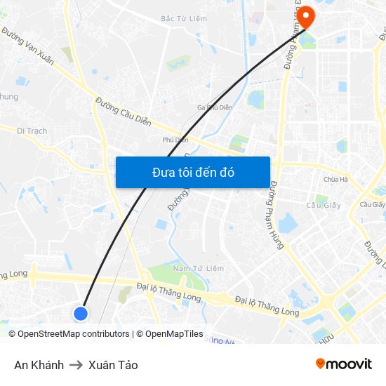 An Khánh to Xuân Tảo map